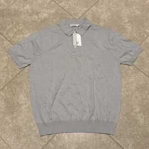 NWT Collars and Co Toscano Cotton & Linen Polo Short Sleeve Large Grey